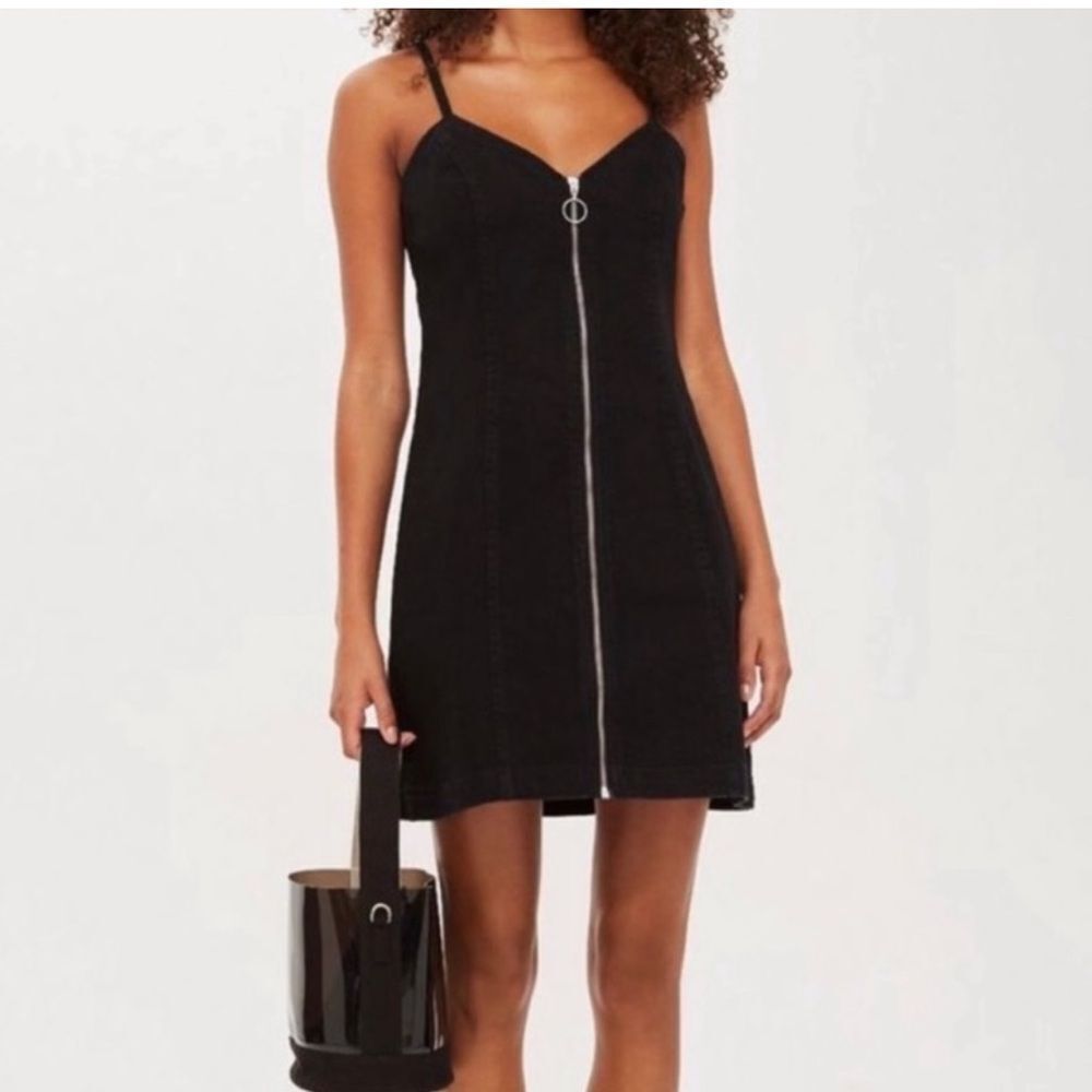TOPSHOP Moto Black Denim Zippered Dress 🖤